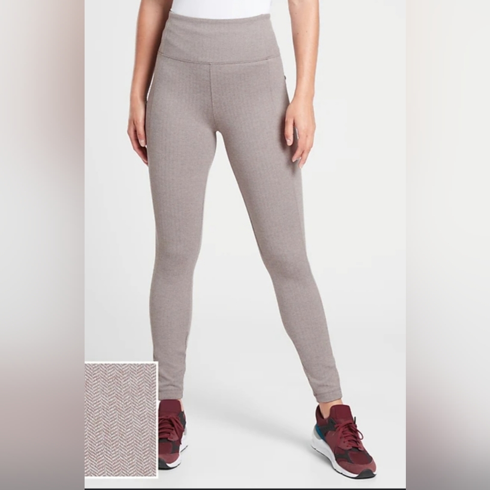Athleta Delancey Herringbone Tight Pockets Stretchy Legging Activewear Large